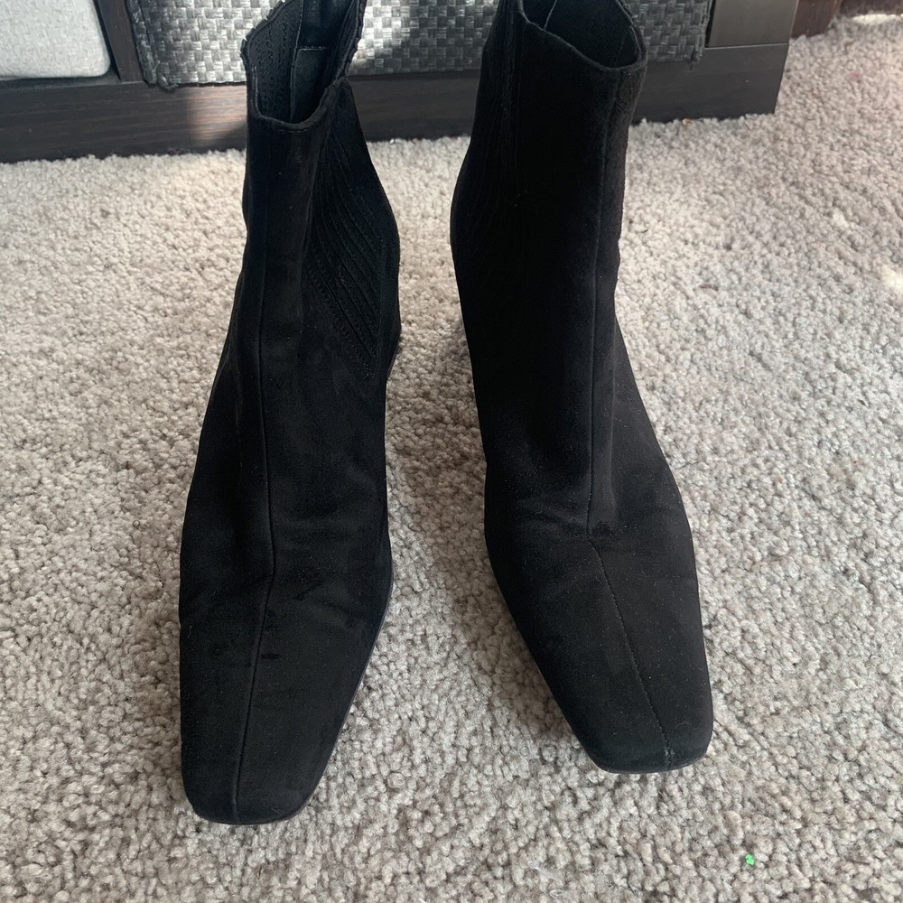 Bally Suede Women's Black Pull On Bootie Size US 7.5 Made in Italy narrow width